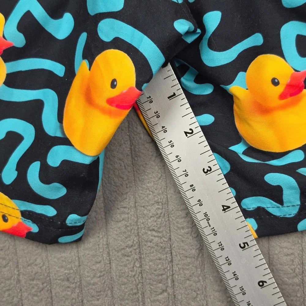 Rubber Ducky Print Swim Trunks Black Teal Yellow Mens Medium Neff